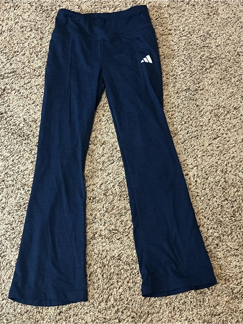 adidas Navy Flare Leggings with White Logo